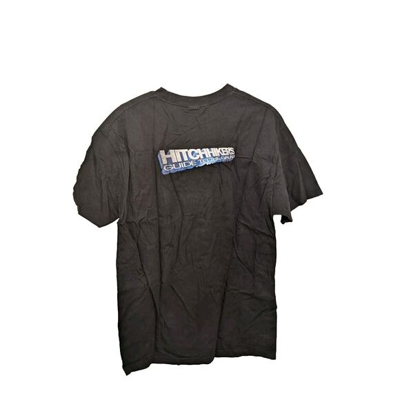 Vintage The Hitchhiker's Guide To The Galaxy Graphic T-shirt Black Size L - Picture 2 of 6